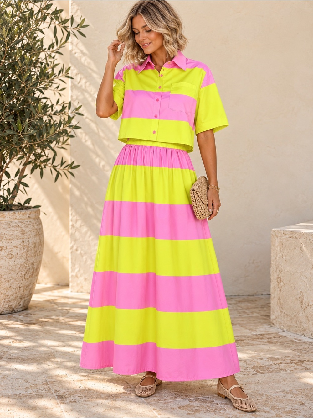 Alden Adair Cabana Stripe Top & Daphne Maxi Skirt Set NWT S old money #610